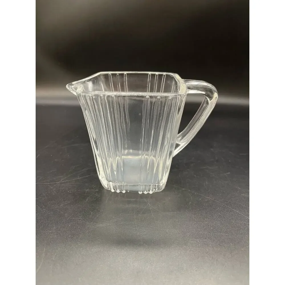 Vintage Art Deco Ribbed Square Creamer Pitcher 4